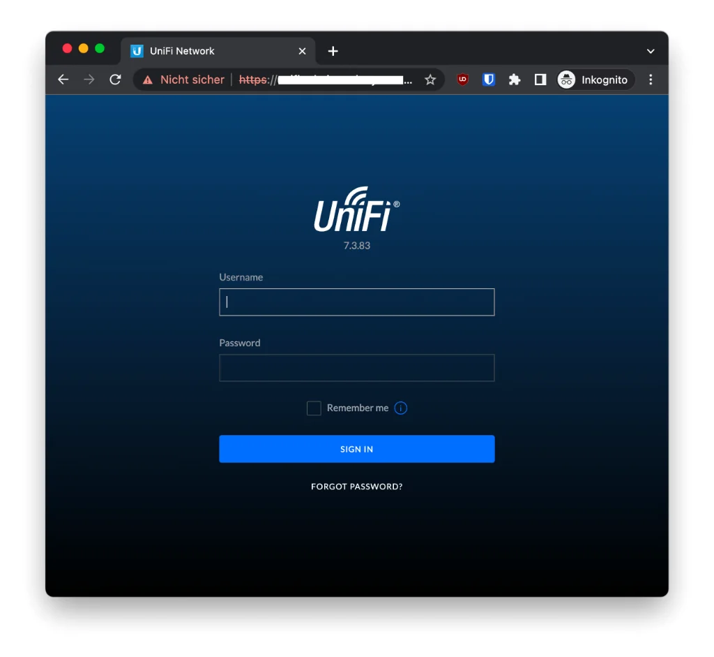 Unifi Controller Aufruf im Browser